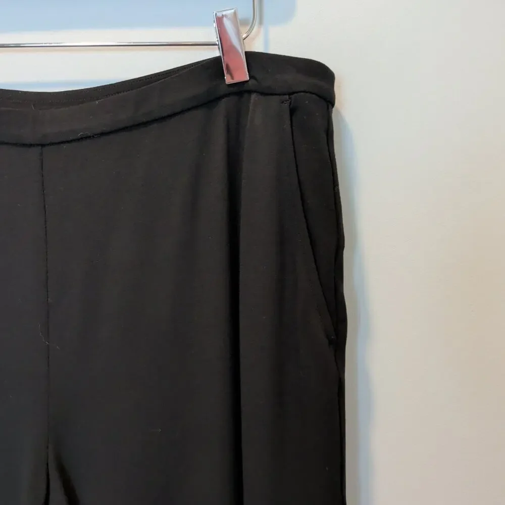 J.Jill Wearever Womens Sz L Black Wide Leg Cropped Stretch Pull On Pants Palazzo - Picture 2 of 5